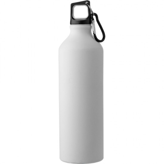 Пляшка для води 800 мл з карабіном, алюмінієва, матова білий - V1181-02