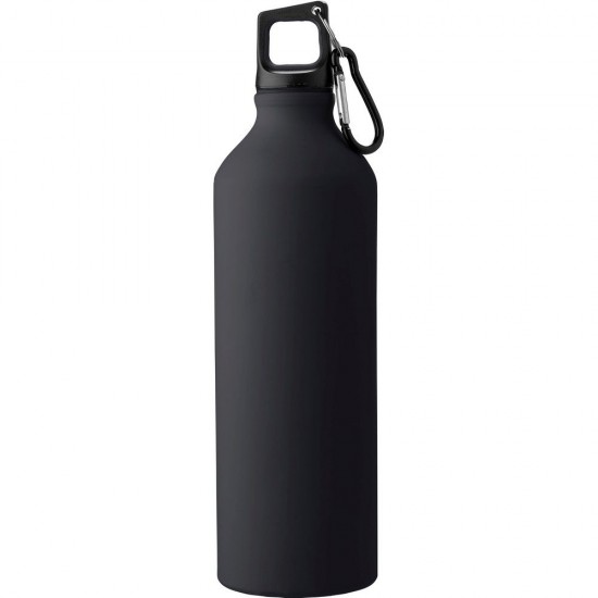 Пляшка для води 800 мл з карабіном, алюмінієва, матова чорний - V1181-03