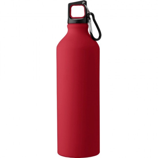 Пляшка для води 800 мл з карабіном, алюмінієва, матова червоний - V1181-05