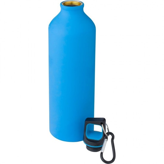 Пляшка для води 800 мл з карабіном, алюмінієва, матова синій - V1181-11