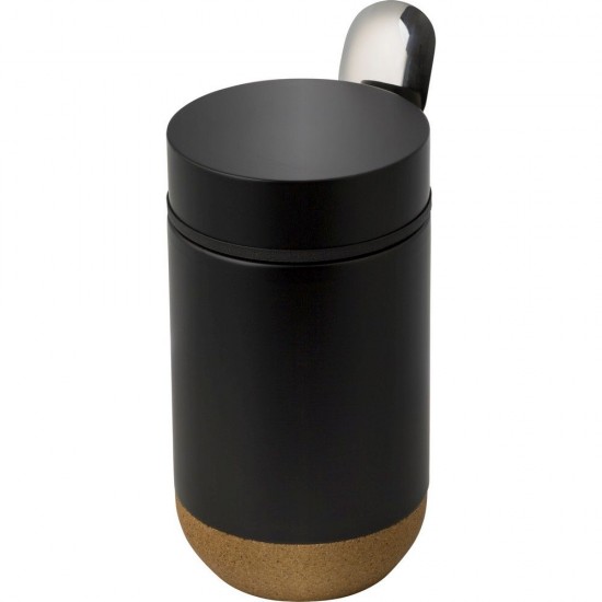 Термос для їжі 400 мл сталевий з ложкою Voyager, вакуумний чорний - V1218-03