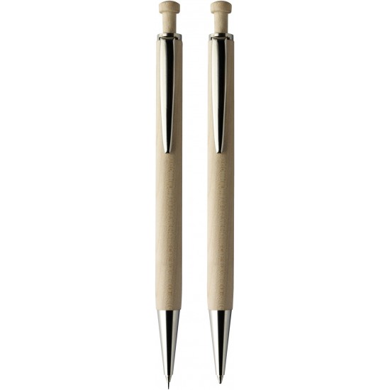 Набір для письма, кульова ручка та олівець натуральний - V1356-17