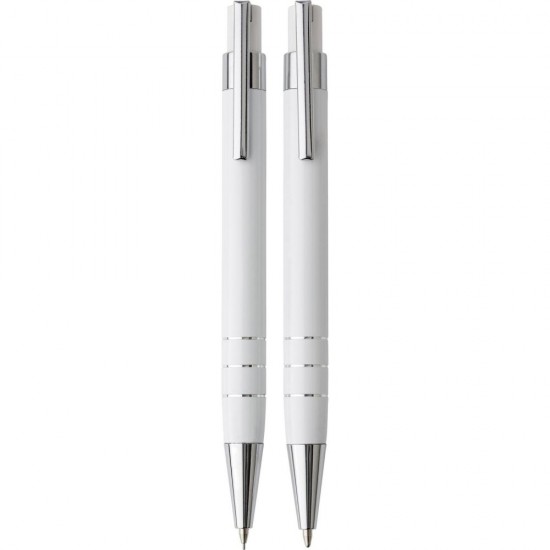 Письмовий набір, механічний олівець і кулькова ручка білий - V1559-02