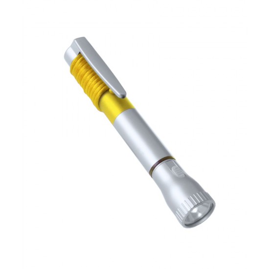 Ліхтарик 2 LED і кулькова ручка зі шнуром жовтий - V1654-08