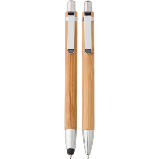 Письмове приладдя, бамбукова кулькова ручка, механічний олівець коричневий - V1803-16