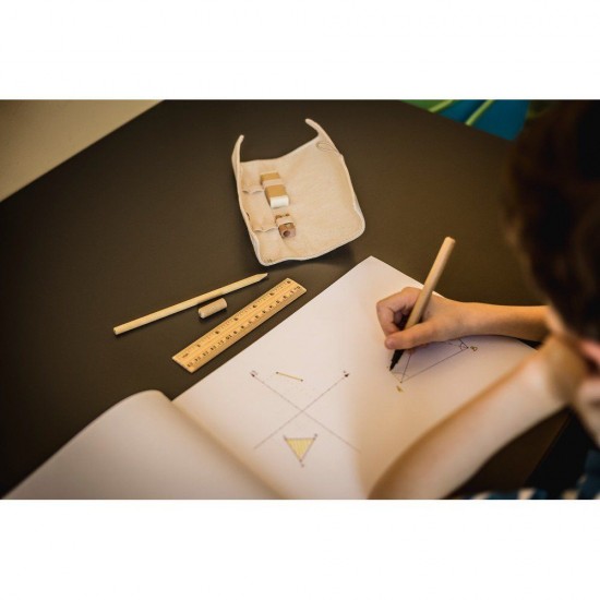 Еко-набір шкільний 6в1 Voyager Lauren в бавовняному пеналі бежевий - V1815-20