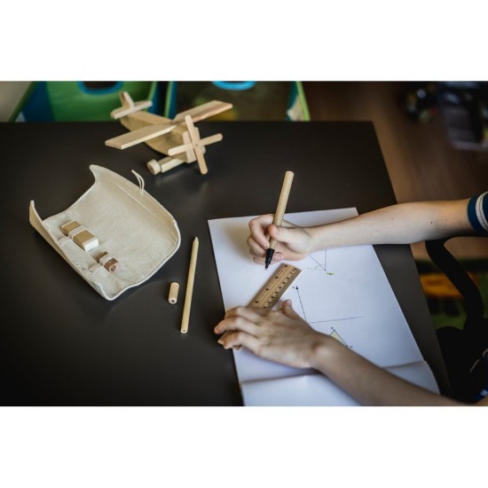 Еко-набір шкільний 6в1 Voyager Lauren в бавовняному пеналі бежевий - V1815-20