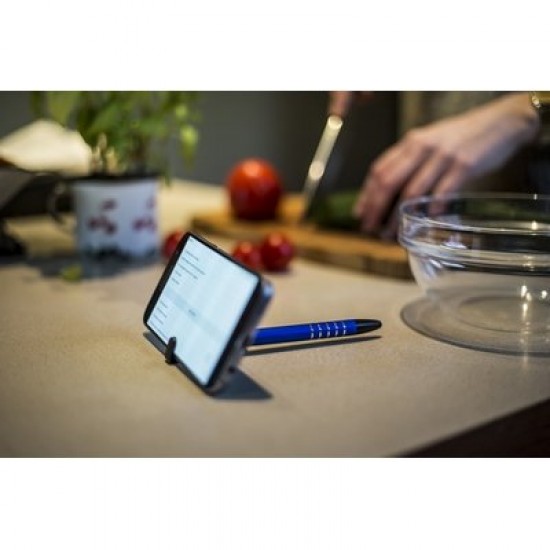 Ручка-стилус металева кулькова Voyager Erran з підставкою для телефону кобальт - V1816-04