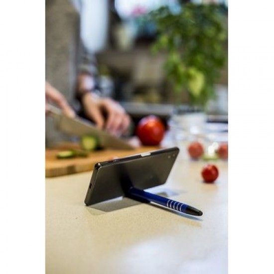 Ручка-стилус металева кулькова Voyager Erran з підставкою для телефону кобальт - V1816-04