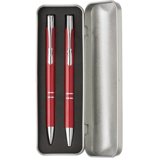 Письмовий набір, кулькова ручка і механічний олівець червоний - V1956-05