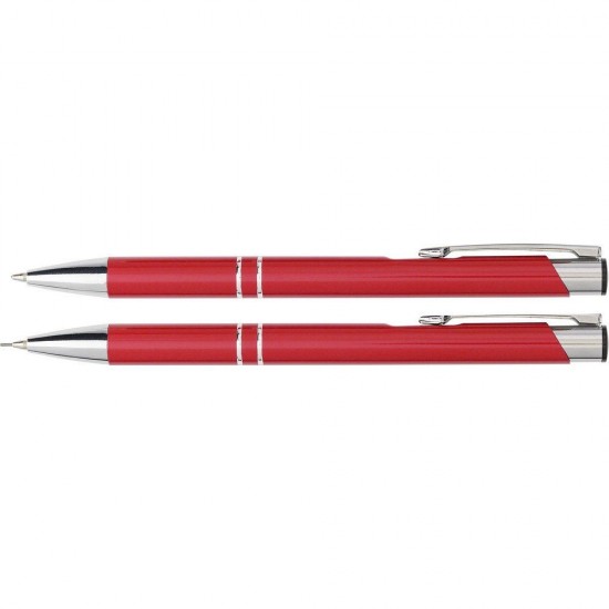 Письмовий набір, кулькова ручка і механічний олівець червоний - V1956-05