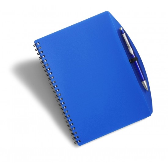 Блокнот в лінію на спіралі А5 Voyager, м'яка обкладинка, з кульковою ручкою кобальт - V2387-04