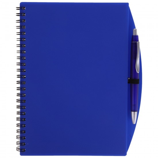 Блокнот в лінію на спіралі А5 Voyager, м'яка обкладинка, з кульковою ручкою кобальт - V2387-04