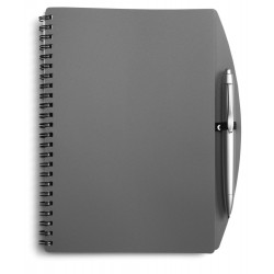 Блокнот в лінію на спіралі А5 Voyager, м'яка обкладинка, з кульковою ручкою сірий - V2387-19