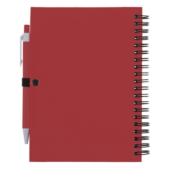 Еко-блокнот без лініювання на спіралі А5 Voyager, тверда обкладинка, з кульковою ручкою червоний - V2795-05