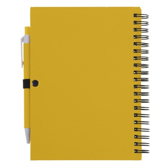 Еко-блокнот без лініювання на спіралі А5 Voyager, тверда обкладинка, з кульковою ручкою жовтий - V2795-08 Еко-блокнот без лініювання на спіралі А5 Voyager, тверда обкладинка, з кульковою ручкою жовтий - V2795-08