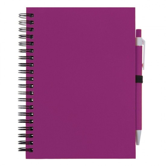 Еко-блокнот без лініювання на спіралі А5 Voyager, тверда обкладинка, з кульковою ручкою рожевий - V2795-21 Еко-блокнот без лініювання на спіралі А5 Voyager, тверда обкладинка, з кульковою ручкою рожевий - V2795-21