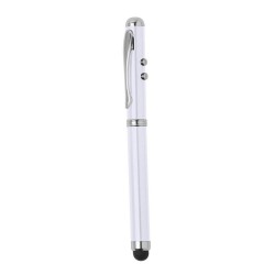 Лазерний вказівник, кулькова ручка зі стилусом білий - V3459-02