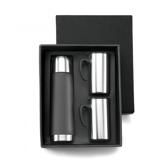 Термос 500 мл сталевий і кружка 2х300 мл Voyager, вакуумний чорний - V4502-03 Термос 500 мл сталевий і кружка 2х300 мл Voyager, вакуумний чорний - V4502-03