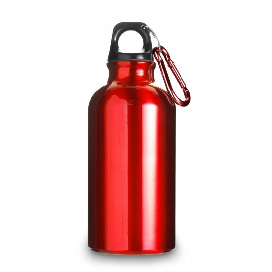 Пляшка для води Voyager, з карабіном, алюмінієва, 400 мл червоний - V4659-05