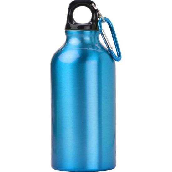 Пляшка для води Voyager, з карабіном, алюмінієва, 400 мл блакитний - V4659-23
