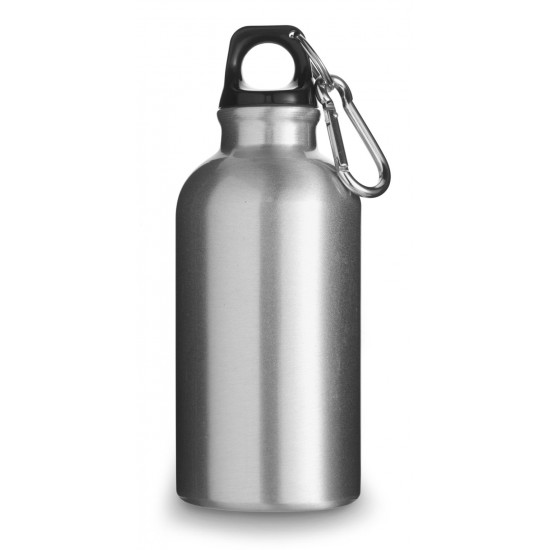 Пляшка для води Voyager, з карабіном, алюмінієва, 400 мл сріблястий - V4659-32