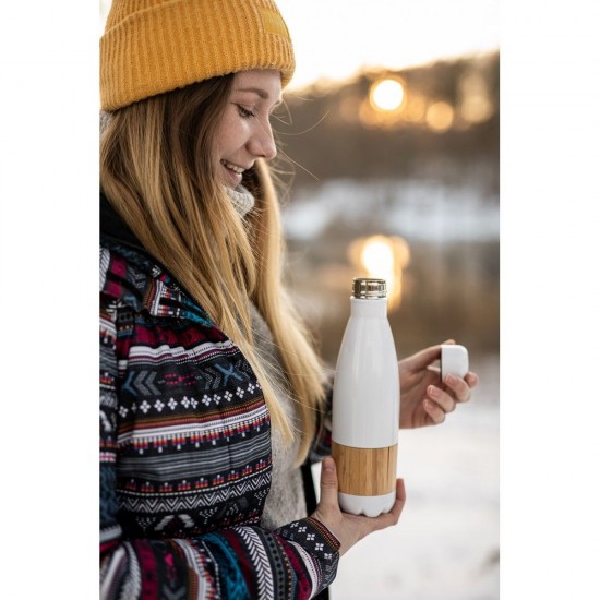 Термопляшка 500 мл сталева Voyager Blake, вакуумна білий/натуральний - V4855-02 Термопляшка 500 мл сталева Voyager Blake, вакуумна білий/натуральний - V4855-02