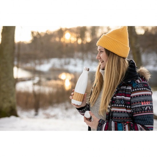 Термопляшка 500 мл сталева Voyager Blake, вакуумна білий/натуральний - V4855-02 Термопляшка 500 мл сталева Voyager Blake, вакуумна білий/натуральний - V4855-02