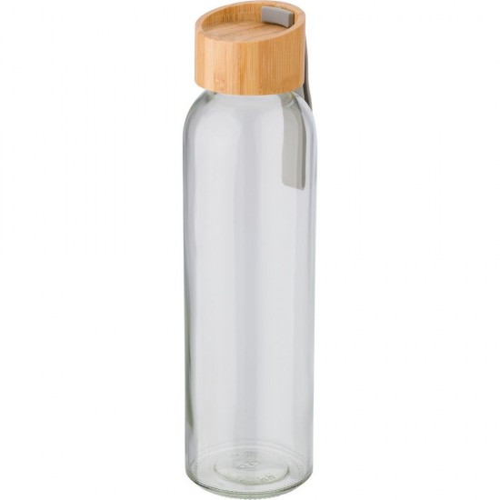 Пляшка скляна 600 мл, бамбукова кришка та силіконова ручка коричневий - V4867-16
