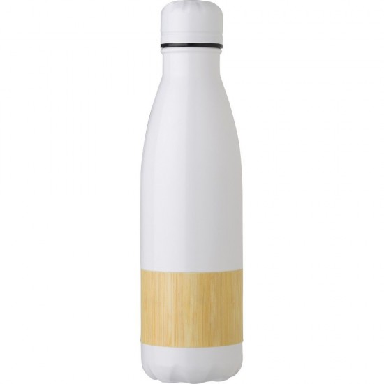 Пляшка для води 700 мл металева з бамбуком білий - V4874-02