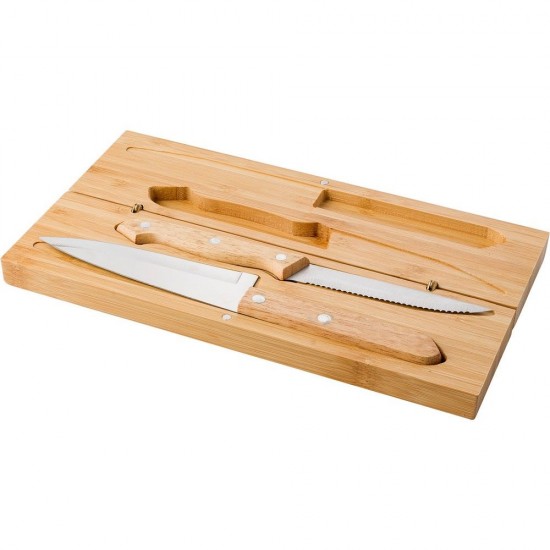 Набір ножів у бамбуковій коробці на магнітах, 2 шт натуральний - V4893-17
