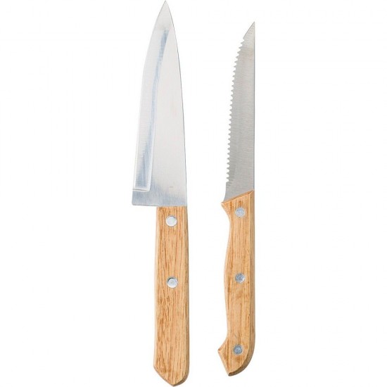 Набір ножів у бамбуковій коробці на магнітах, 2 шт натуральний - V4893-17