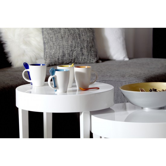 Чашка кавова 300 мл порцелянова з ложкою Voyager помаранчевий - V5269-07