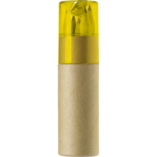 Набір кольорових олівців з точилкою для олівців жовтий - V6111-08
