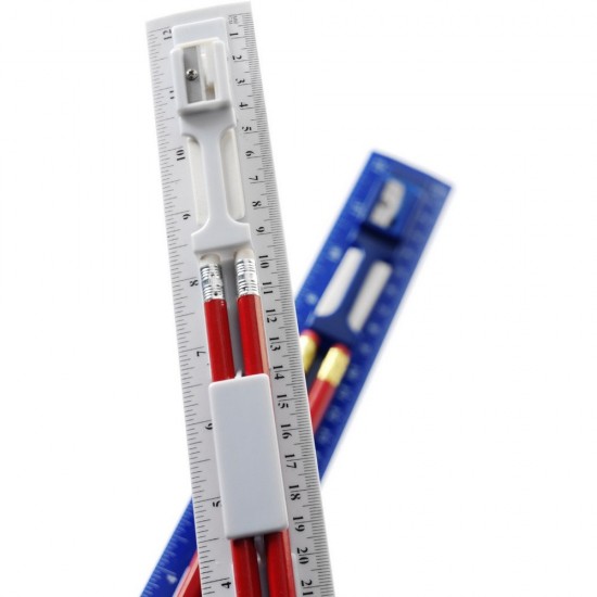 Лінійка 30 см з олівцями і точилкою Voyager білий - V6125-02