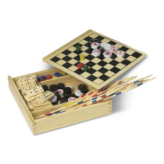 Ігровий набір 5 в 1 у дерев'яній коробці світло-коричневий - V6232-00