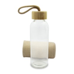 Пляшка для води 420 мл скляна Voyager Shaun, в чохлі з ручкою прозорий - V6980-00