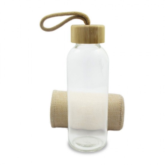 Пляшка для води 420 мл скляна Voyager Shaun, в чохлі з ручкою прозорий - V6980-00