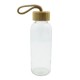 Скляна пляшка 420 мл Shaun в чохлі, бамбукова кришка з ручкою прозорий - V6980-00