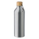 Пляшка для води спортивна 500 мл металева, бамбукова кришка з карабіном сріблястий - V6990-32