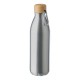 Пляшка для води спортивна 750 мл металева, бамбукова кришка з карабіном сріблястий - V6993-32