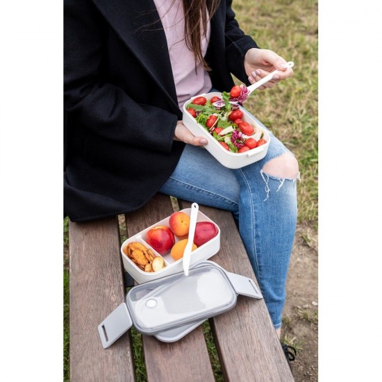 Ланч-бокс 700 мл пластиковий з приборами Voyager Cash, 2 шт білий - V7246-02