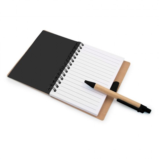 Блокнот в лінію на спіралі B7 Voyager Smiling face Dylan, тверда обкладинка, з кульковою ручкою коричневий/чорний - V7247-03