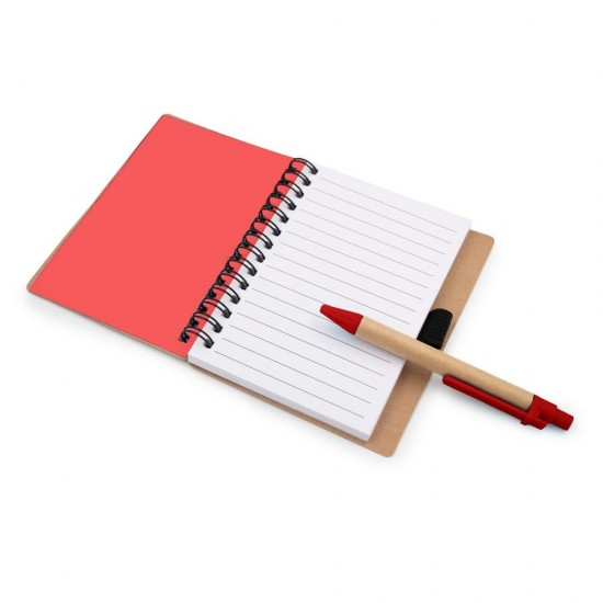 Блокнот в лінію на спіралі B7 Voyager Smiling face Dylan, тверда обкладинка, з кульковою ручкою коричневий/червоний - V7247-05