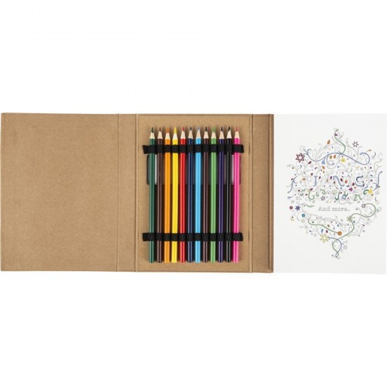 Книжка-розмальовка для дорослих, кольорові олівці прозорий - V7344-00