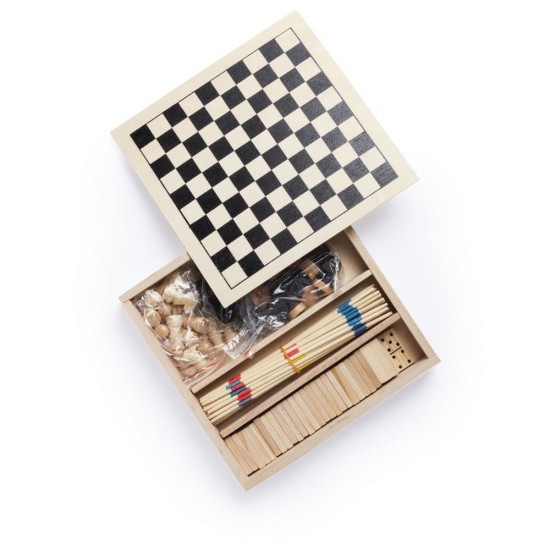 Набір з 4 ігор у дерев'яній коробці натуральний - V7364-17