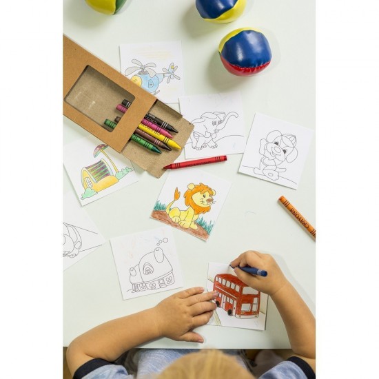 Олівці кольорові воскові з розмальовками Voyager, 8 шт білий-матовий - V7372-00