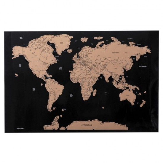 Скретч-карта світу світло-коричневий/чорний - V7391-00