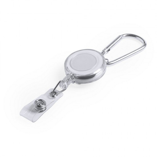 Ретрактор з карабіном Voyager 65 см білий/сріблястий - V7398-02