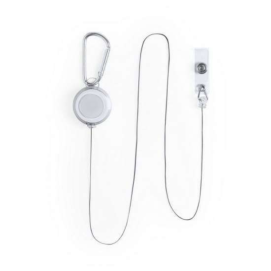 Ретрактор з карабіном Voyager 65 см білий/сріблястий - V7398-02